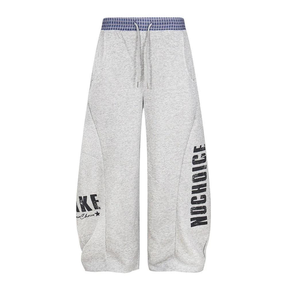 Letter Printed Curved Knife Casual Pants by eprolo