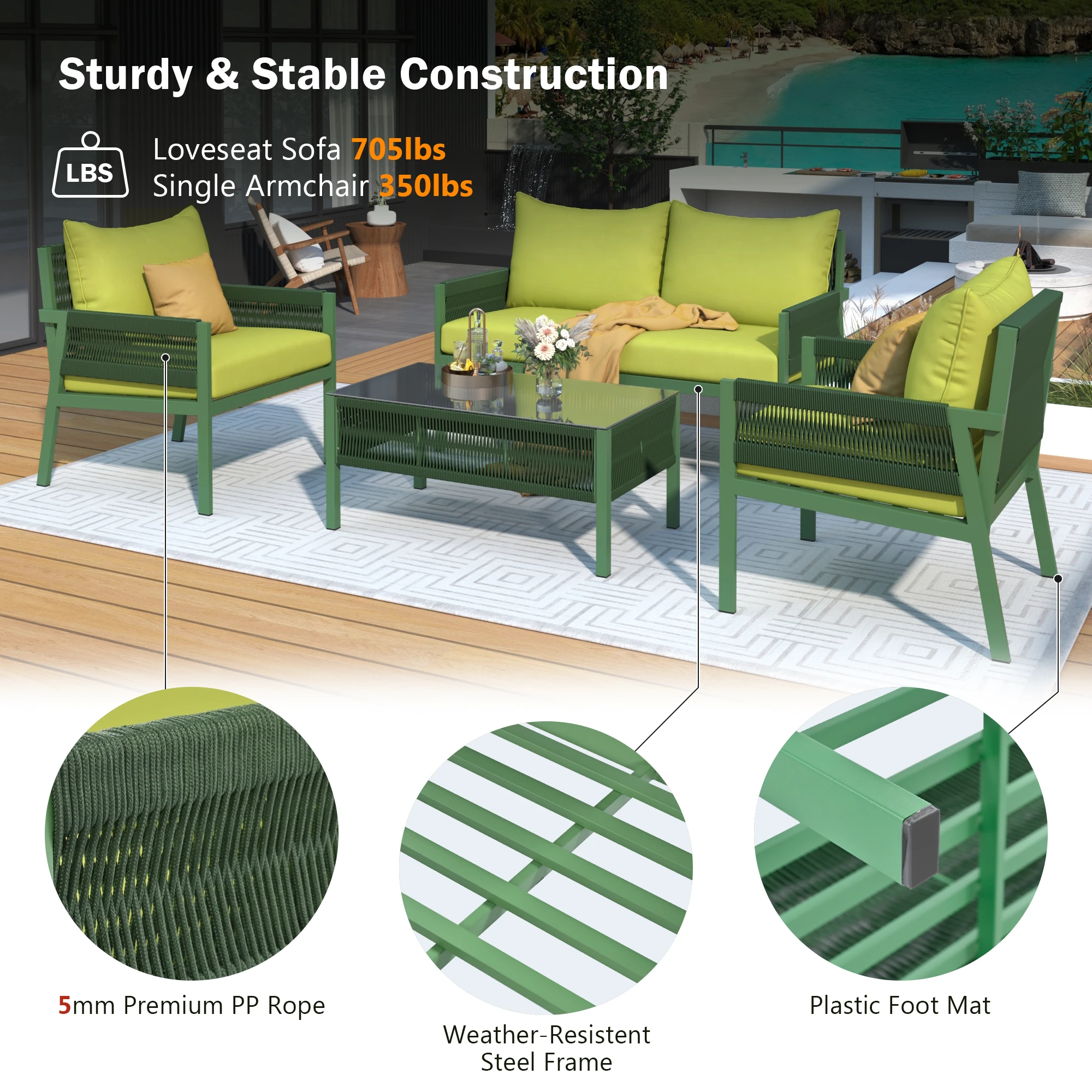 Outdoor Furniture with Tempered Glass Table by eprolo