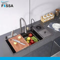37x18 Inch Black 304 Stainless Steel Waterfall Honeycomb Kitchen Sink-0