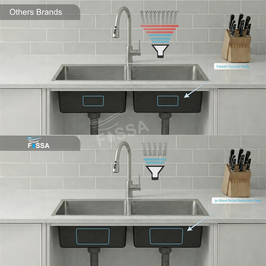Aqua 304 Grade Handmade 37"x18"x09" Inch SS  Double Bowl Square Coupling Silver Kitchen Sink-4