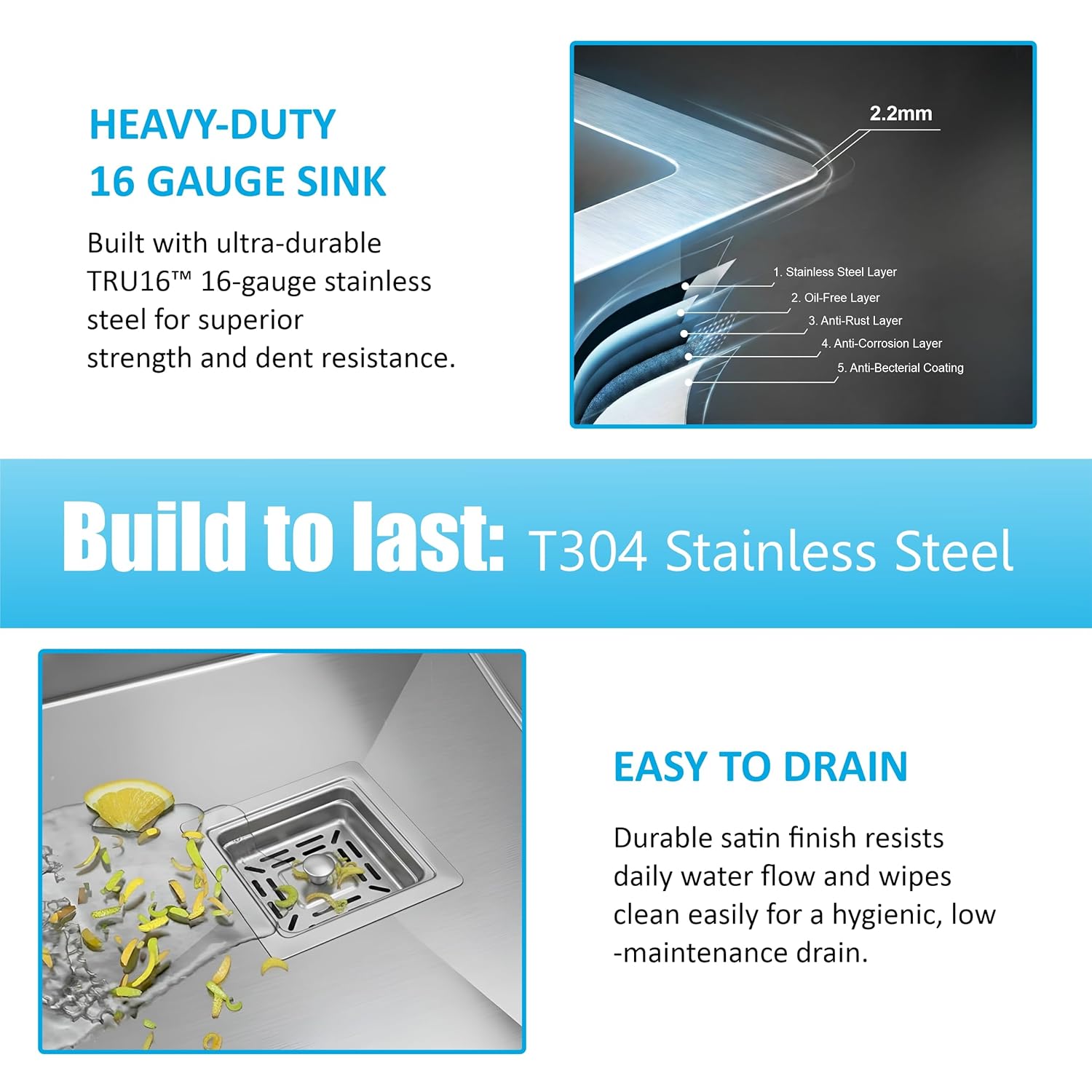 Aqua 304 Grade Handmade 37"x18"x09" Inch SS  Double Bowl Square Coupling Silver Kitchen Sink-3