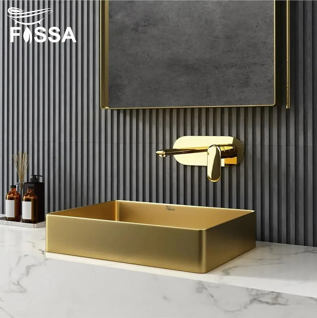 Wash Basin 304 Luxury (18.5x14x04) Inch Gold Stainless Steel Wash Basin Table Top For Bathroom-4