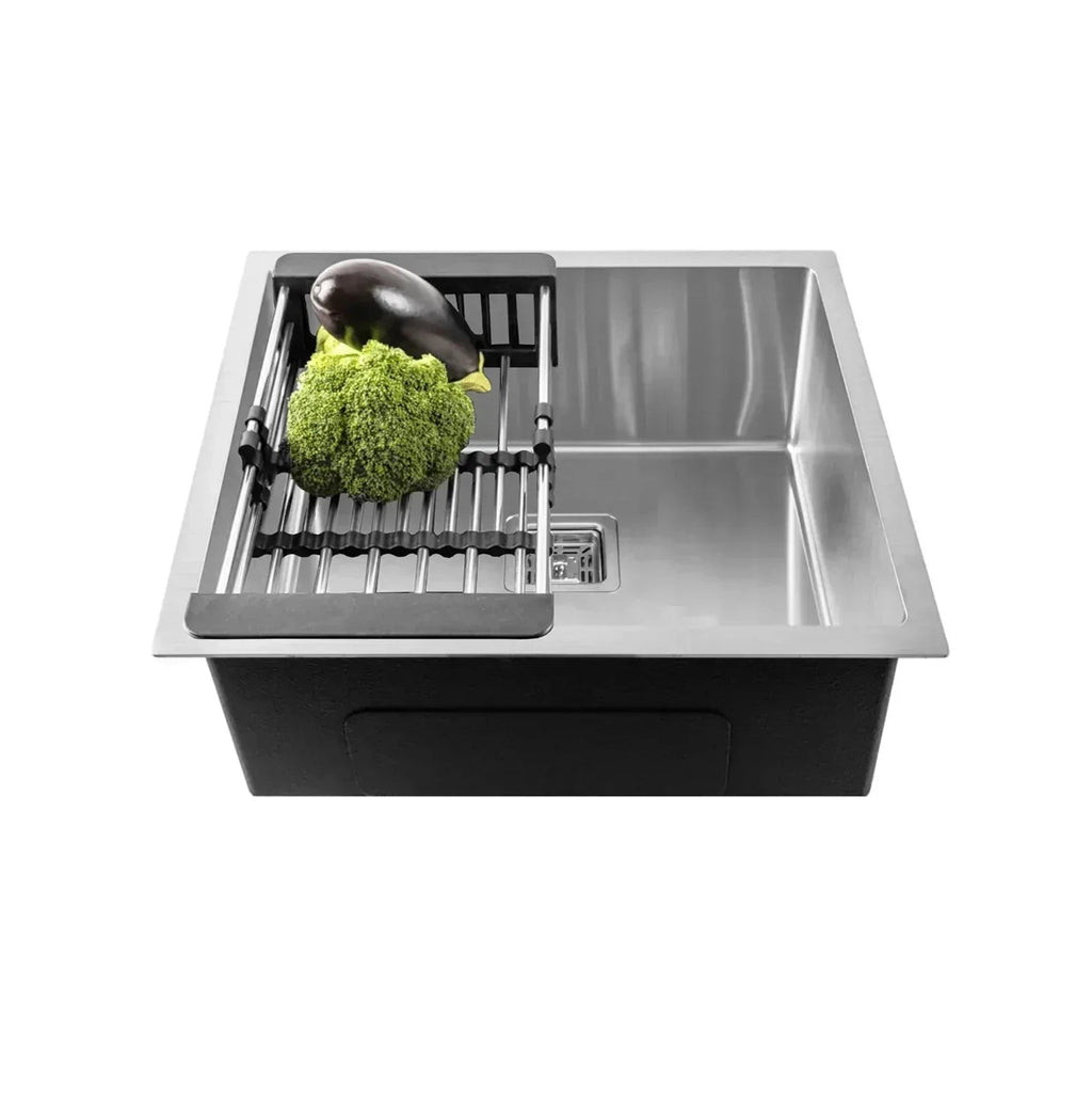 Premium Handmade  (18 x 18 x 9) Inch Stainless Steel Single Bowl Silver  Kitchen Sink-0