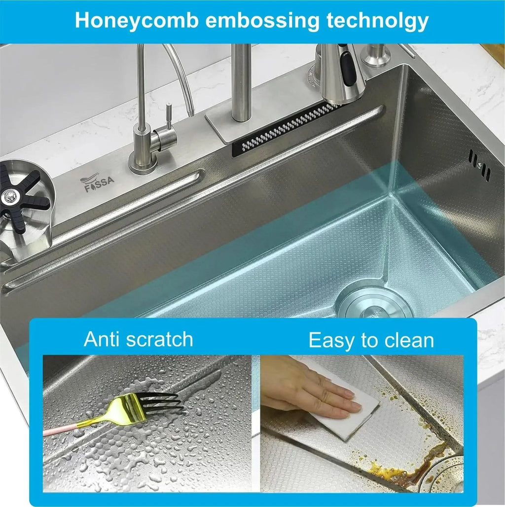 Smart Waterfall (24 x 18 x 9) Inch 304 Stainless Steel Kitchen Sink Silver-2