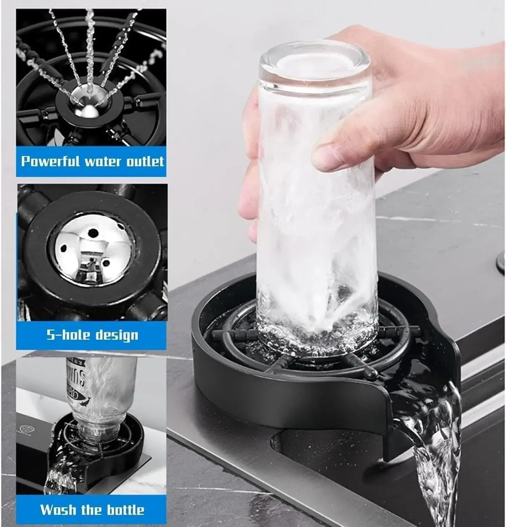 Smart Waterfall (30 x18 x 10) Inch Premium Stainless Steel Kitchen Sink Black-3