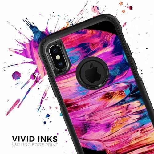 iPhone OtterBox skin in Liquid Abstract Paint V68 by VIVID INKS; bold pink, blue, purple splash