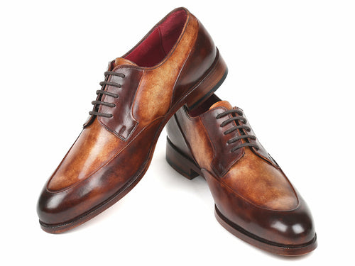 Chaussures Richelieu bicolores marron Paul Parkman pour hommes (ID#995-BRW)