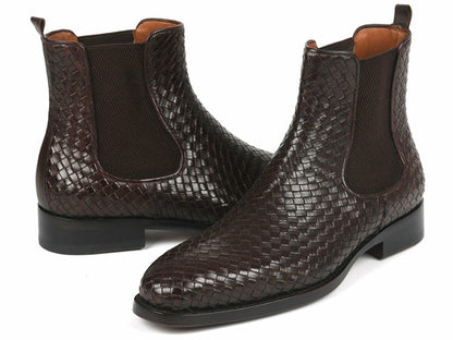 Botas Chelsea de Piel Trenzada Marrón Chocolate Paul Parkman