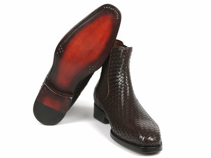Botas Chelsea de Piel Trenzada Marrón Chocolate Paul Parkman