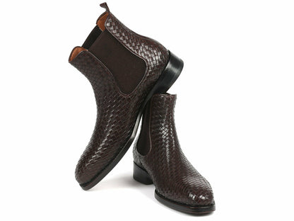 Botas Chelsea de Piel Trenzada Marrón Chocolate Paul Parkman