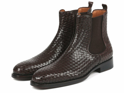 Botas Chelsea de Piel Trenzada Marrón Chocolate Paul Parkman