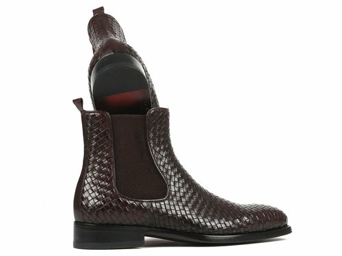 Botas Chelsea de Piel Trenzada Marrón Chocolate Paul Parkman