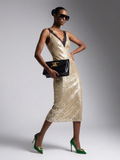 Midi Dress New Collection BYMANYC ® New York • Champagne Gold Sequins & Lace-0