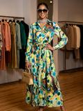 Multicolor Abstract Nature Print Maxi Shirt Dress TRIBECA New Collection FASHION BYMANYC ® New York-0