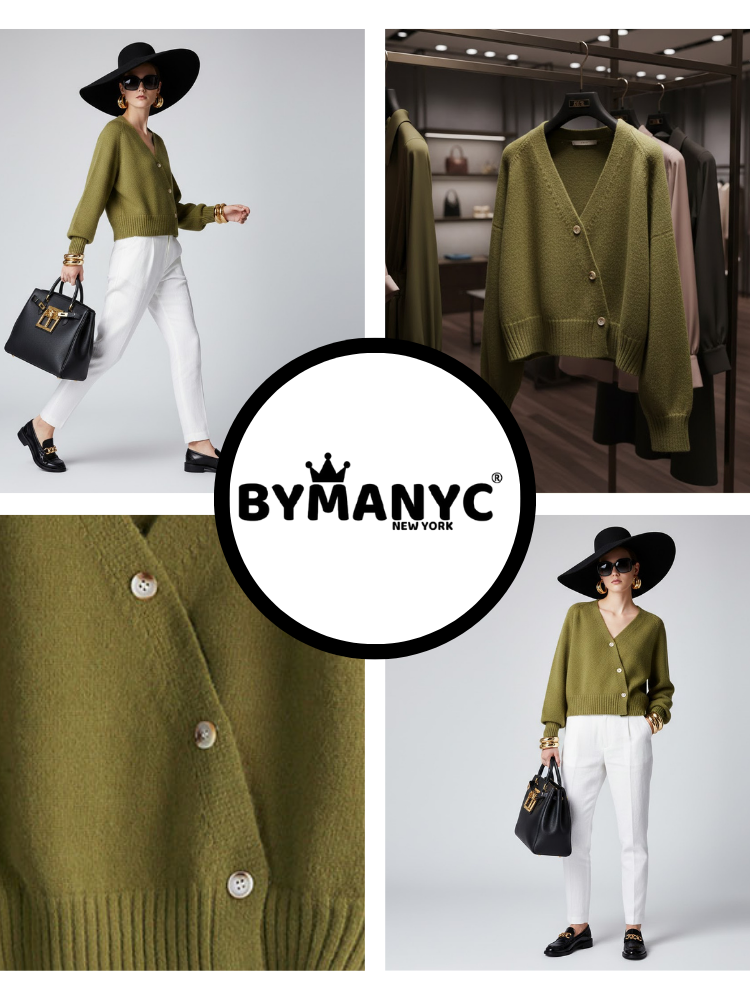 Olive Cropped Knit Cardigan LUDLOW: New Colección COUTURE in NOLITA - BYMANYC ® New York-2