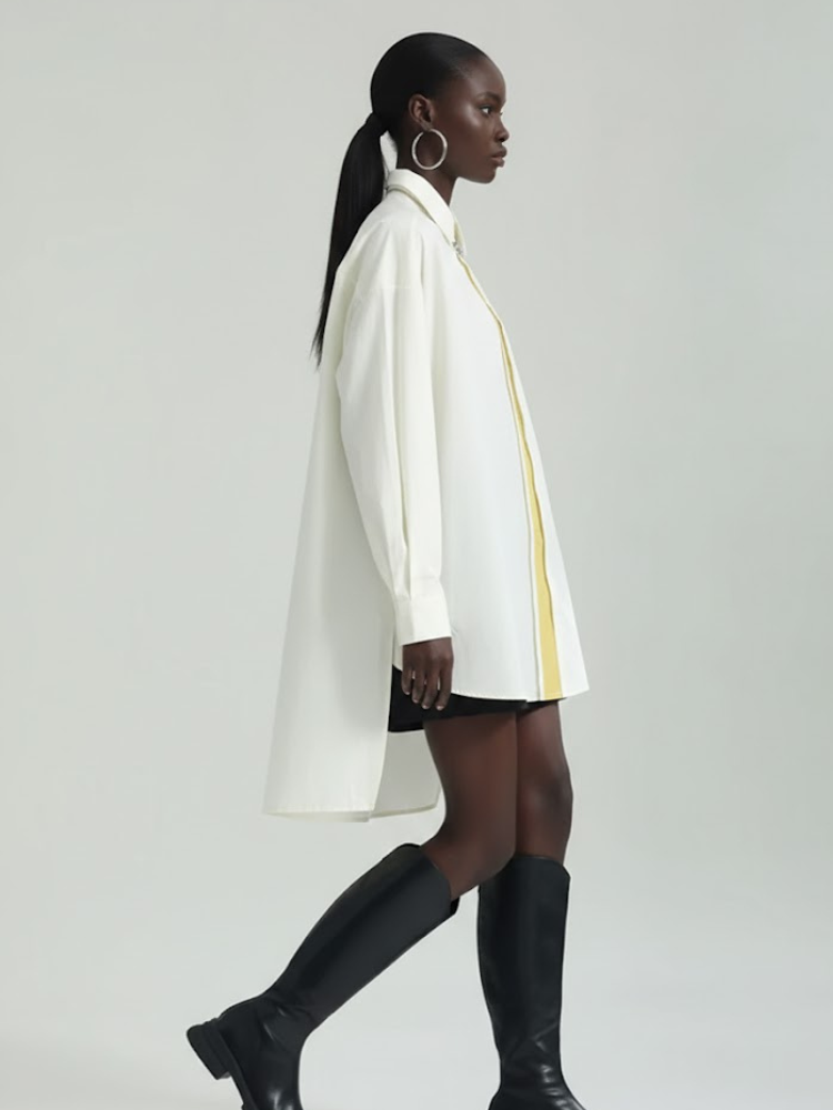 Oversized Asymmetric Shirt Dress in Crisp White • BYMANYC ® New York-2