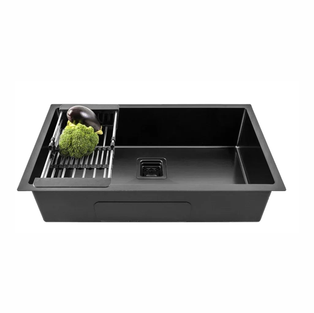 Premium Handmade  (27 x 20 x 10)  Inch Stainless Steel Single Bowl  Black Kitchen Sink-0