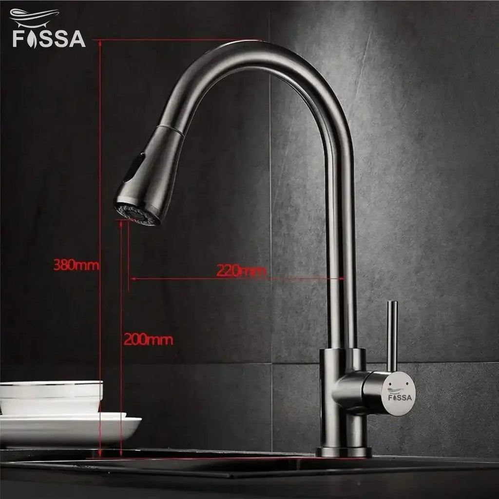 Fossa Stainless Steel Pull-Down Kitchen Mixer Tap – Silver-3