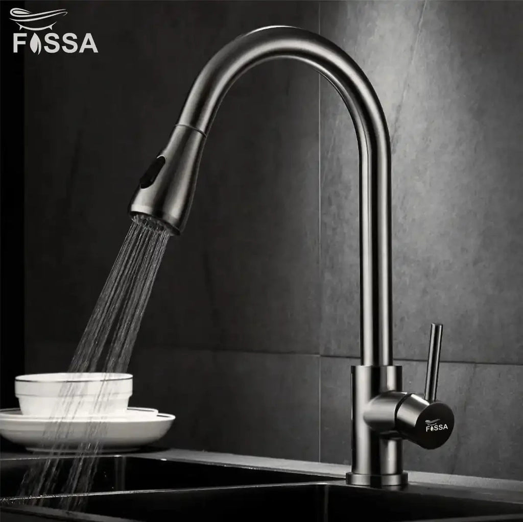 Fossa Stainless Steel Pull-Down Kitchen Mixer Tap – Silver-4