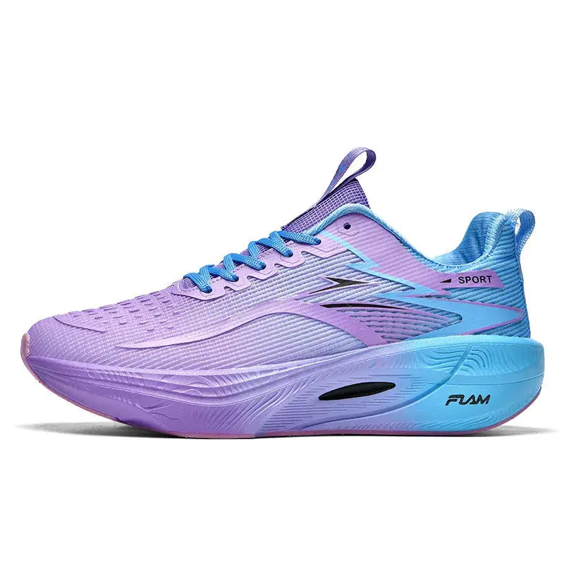 Marathon Men Sports Running Shoes, purple-to-blue gradient with blue laces