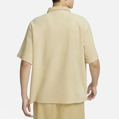 Nike Authentic Summer men's beige towel-cloth breathable lapel short-sleeve shirt