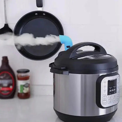 Pressure cooker silicone exhaust pipe, blue vent hose, shown with electric pressure cooker by PrimeCanada.Store