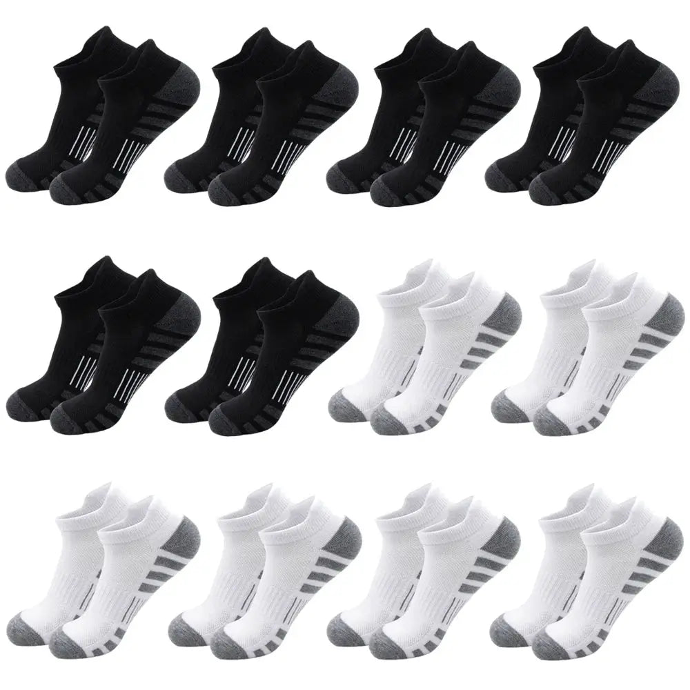 Breathable Cushioned Athletic Ankle Socks by PrimeCanada.Store, 12-pair black and white assortment for daily wear