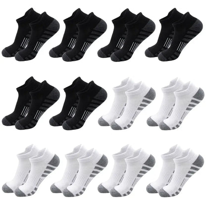 Breathable Cushioned Athletic Ankle Socks by PrimeCanada.Store, 12-pair black and white assortment for daily wear
