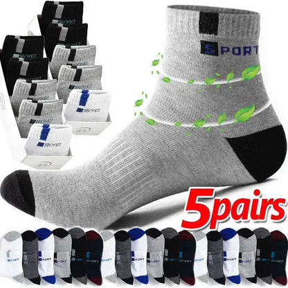 Men's cotton sport socks, gray with black toe, 5 pairs, SPORT brand