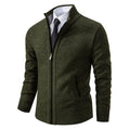 Mens Collar Fleece Sports Zipper Jacket (Green)-0