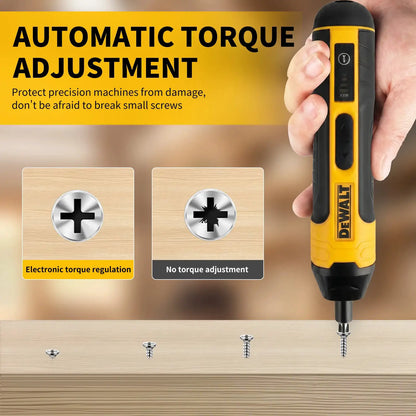 DEWALT cordless electric screwdriver with 1/4 in chuck, yellow/black, 3.6V, 5 N.m torque