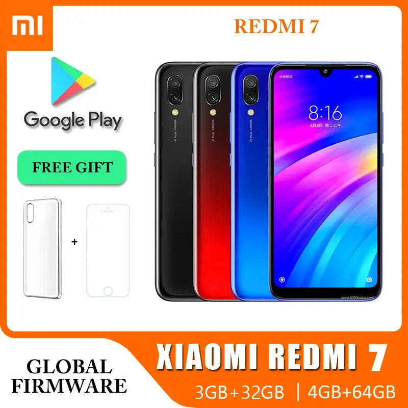 Xiaomi Redmi 7 Global ROM smartphone, unlocked dual SIM, 3GB+32GB or 4GB+64GB, 6.26-inch HD display