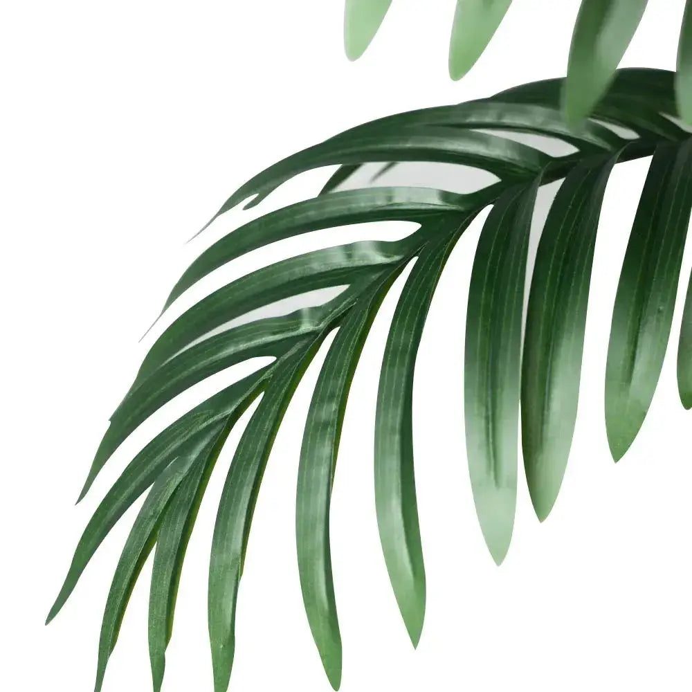 Compact artificial Areca palm plant with 24 lifelike green leaves for home