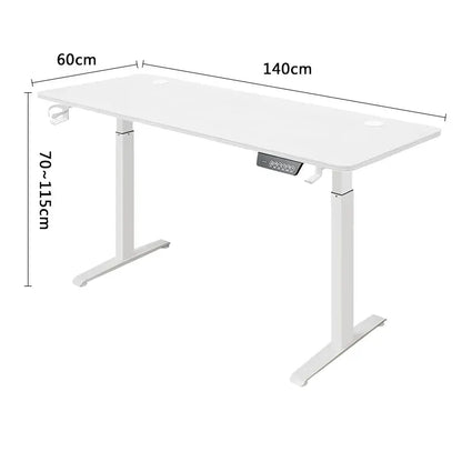 Electric height-adjustable standing desk, white frame with control panel, PrimeCanada.Store, 140cm x 60cm x 70–115cm