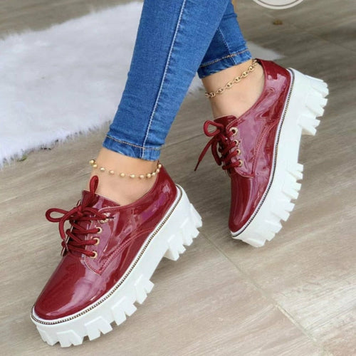 Thick Heel Increased Flat Platform Oxford Women Shoes
