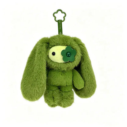 Juju Rabbit plush keychain, green fluffy bunny with long ears and Philips strap, PrimeCanada.Store