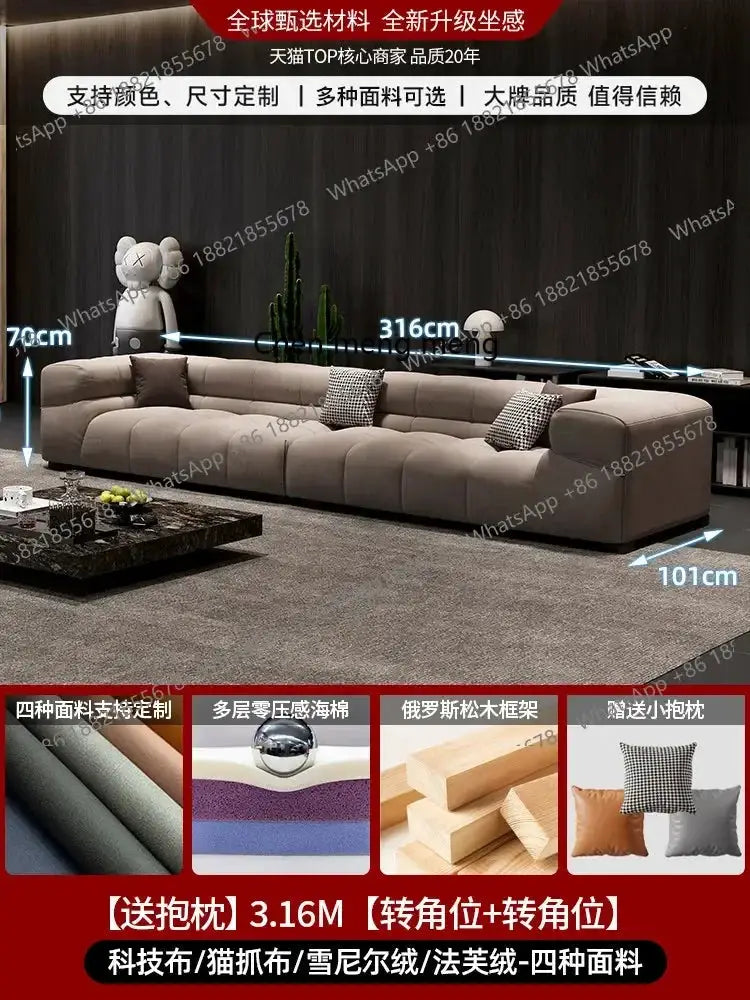 Y183 Corner Puffs beige fabric futon sofa, modern Nordic sectional by PrimeCanada.Store