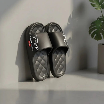 EVA men's black slides; soft lightweight indoor/outdoor slippers PrimeCanada.Store