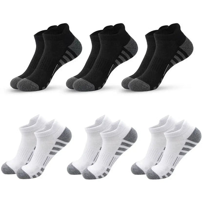 Breathable cushioned athletic ankle socks, set of six in black and white - PrimeCanada.Store