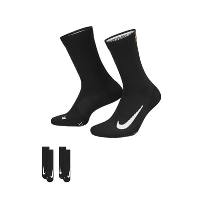 Nike black thick-pile terry-sole athletic socks for men and women, non-slip, breathable, 2 pairs