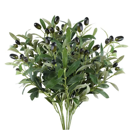 Artificial olive branch with green leaves and black olives; PrimeCanada.Store accessories