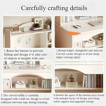 Home Desk Bookcase Integrated White Desktop, student desk furniture PrimeCanada.Store