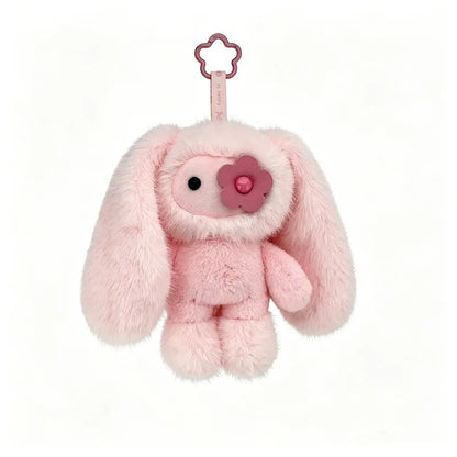 Cute Juju Rabbit Plush Keychain, pink soft fabric bag accessory