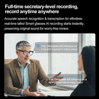 Real Time AI Translation Glasses with Camera, black-frame smart glasses by PrimeCanada.Store