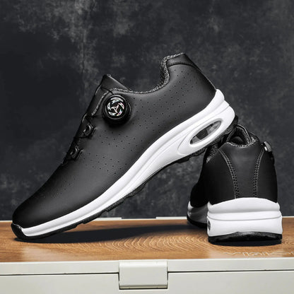 Simple Nen's casual sneaker by PrimeCanada.Store, black perforated upper with air-cushioned white sole