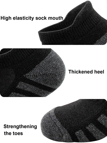 Breathable Cushioned Athletic Ankle Socks in black with extra padding for daily use
