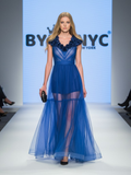 Sheer Tulle Long Dress BLUE - TRIBECA: Prêt-à-Porter Line BYMANYC ® New York-0