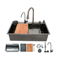 Smart Waterfall  (24 x 18 x 10 ) 304 Stainless Steel Kitchen Sink Black-0