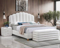 Valentina Soft White Teddy Bear Fabric Platform Bed Set-0
