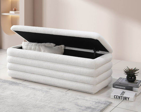 Valentina Soft White Teddy Bear Fabric Platform Bed Set-1